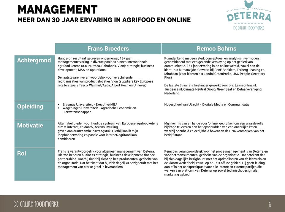 (suppliers key Europese retailers zoals Tesco, Walmart/Asda, Albert Heijn en Unilever) Remco Bohms Ruimdenkend met een sterk conceptueel en analytisch vermogen, gecombineerd met een gezonde