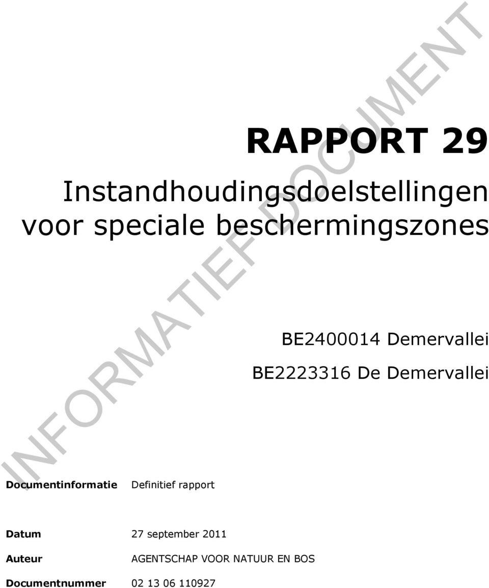Demervallei Documentinformatie Definitief rapport Datum 27