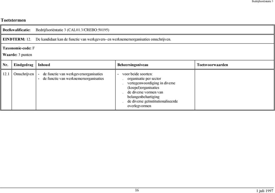 1 Omschrijven - de functie van werkgeversorganisaties - de functie van werknemersorganisaties - voor