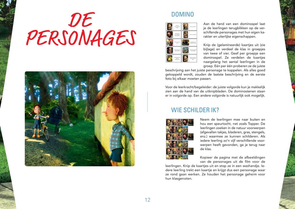 Ze verdelen de kaartjes naargelang het aantal leerlingen in de groep. Eén per één proberen ze de juiste beschrijving aan het juiste personage te koppelen.