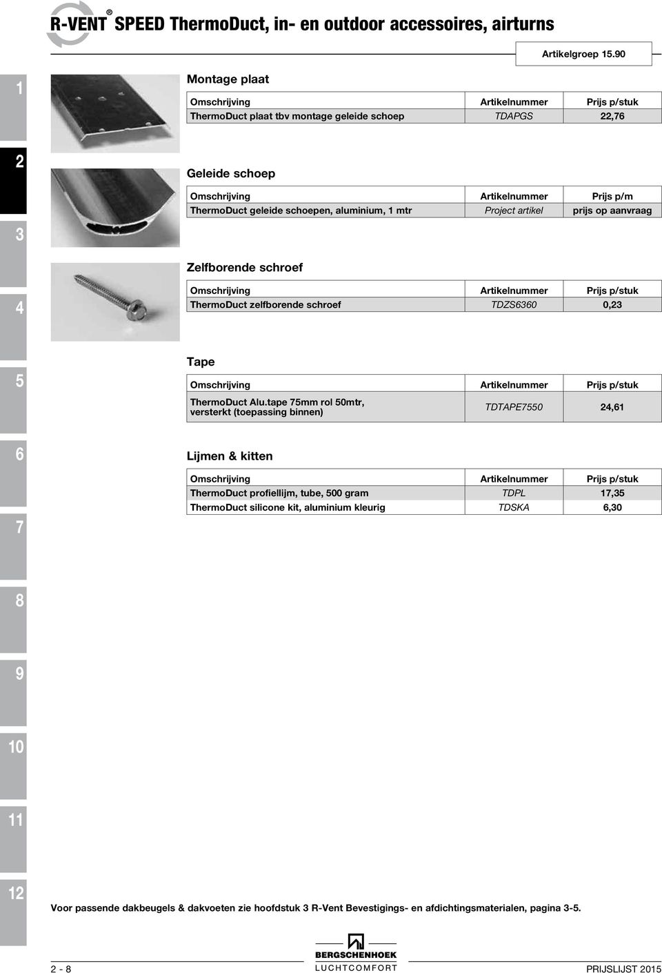 mtr Project artikel prijs op aanvraag Zelfborende schroef ThermoDuct zelfborende schroef TDZS0 0, Tape ThermoDuct Alu.