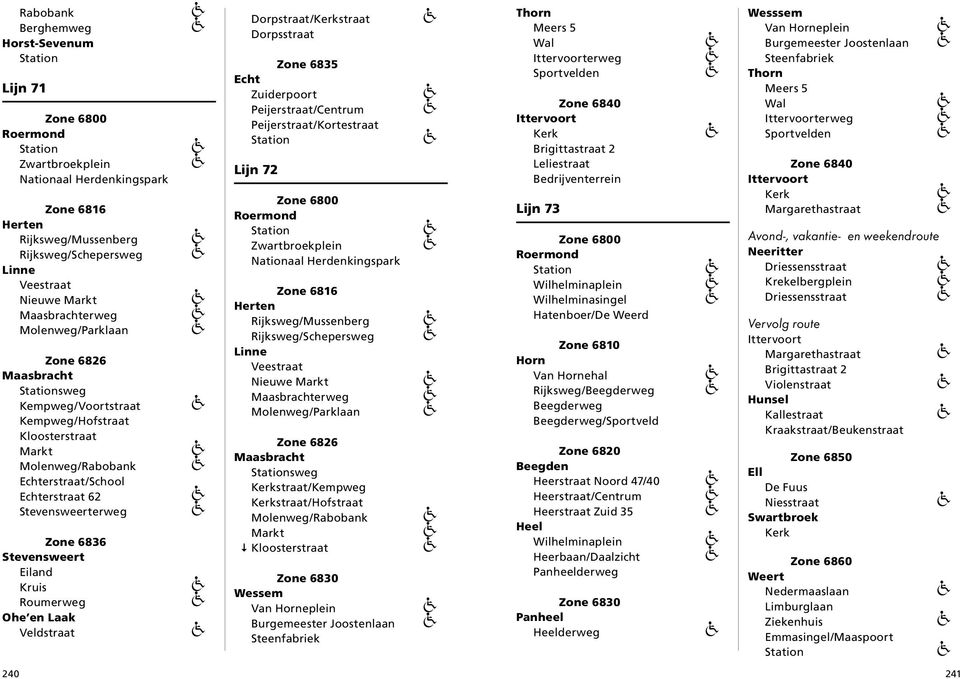 Ohe en Laak Veldstraat Dorpstraat/straat Dorpsstraat Zone 6835 Echt Zuiderpoort Peijerstraat/ Peijerstraat/Kortestraat Lijn 72 Zwartbroekplein Nationaal Herdenkingspark Zone 6816 Herten