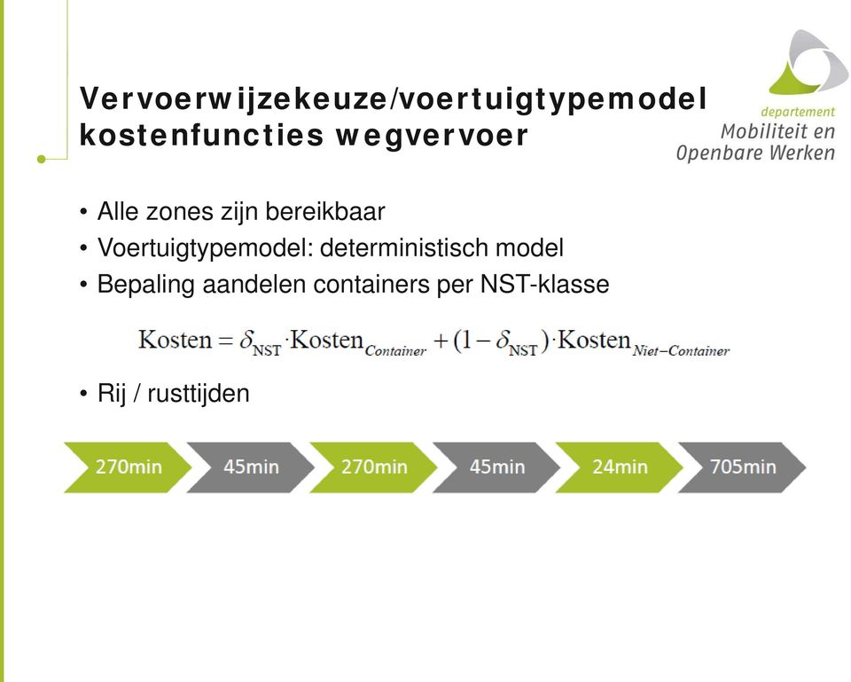 bereikbaar Voertuigtypemodel: deterministisch