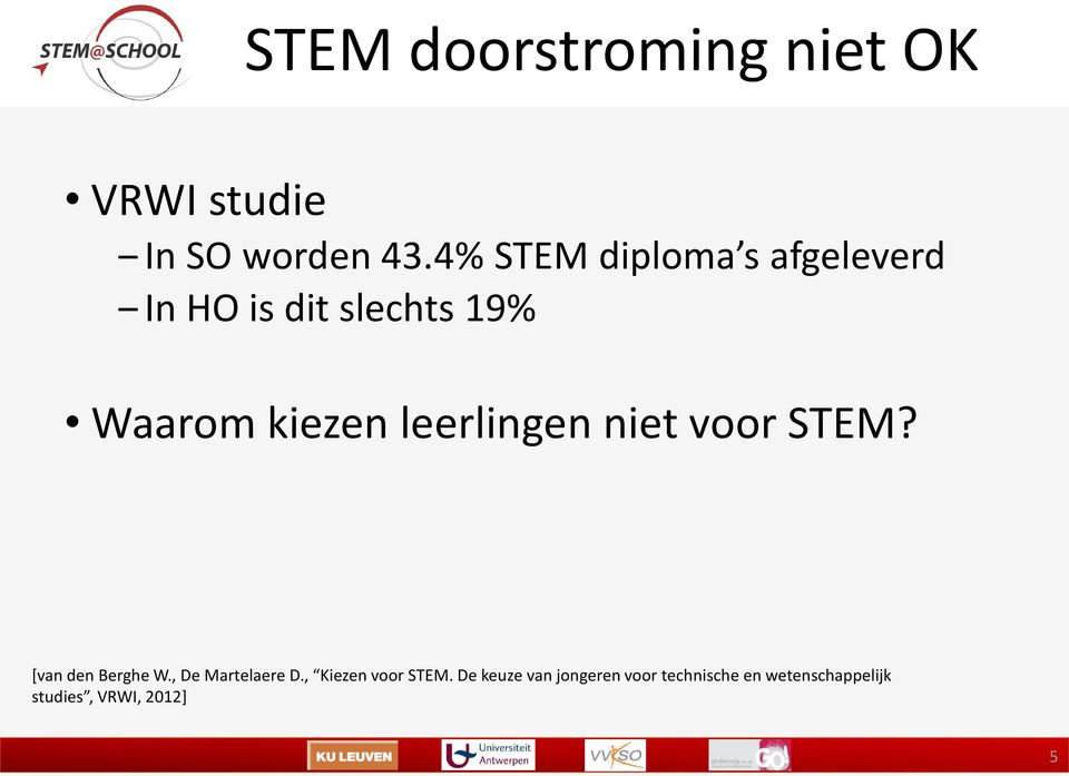 leerlingen niet voor STEM? [van den Berghe W., De Martelaere D.