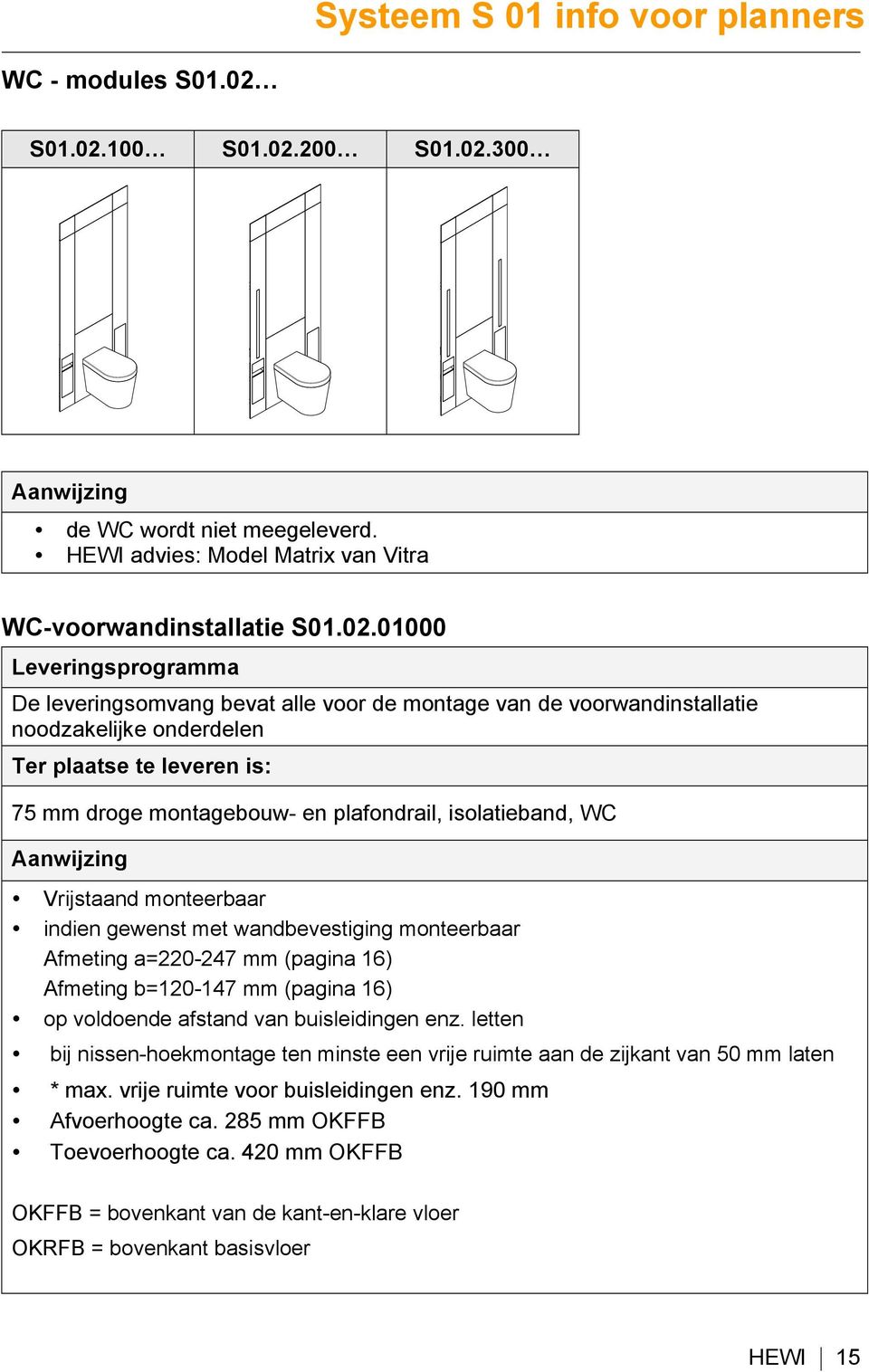 100 200 300 Aanwijzing de WC wordt niet meegeleverd.