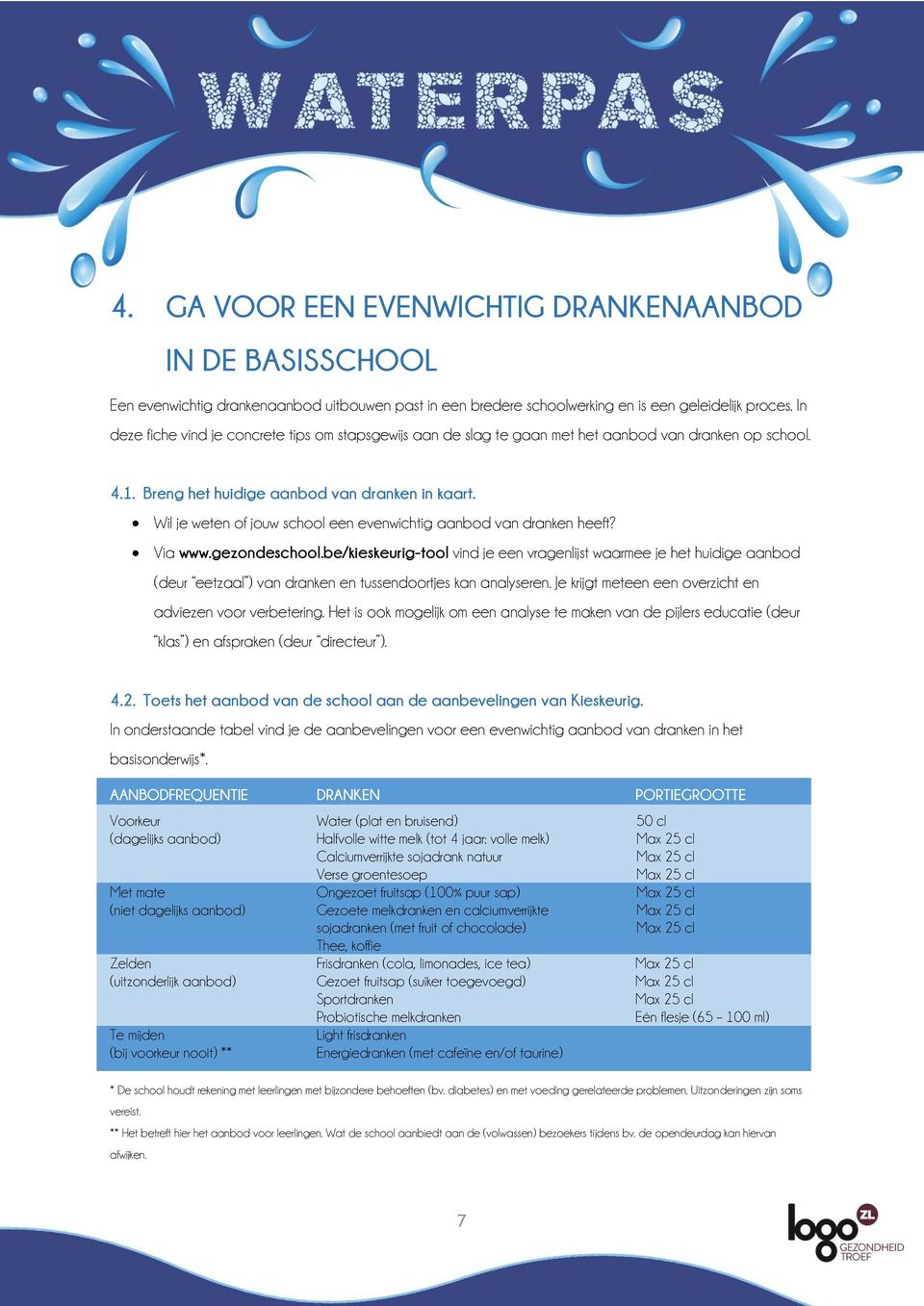 Wil je weten of jouw school een evenwichtig aanbod van dranken heeft? Via www.gezondeschool.