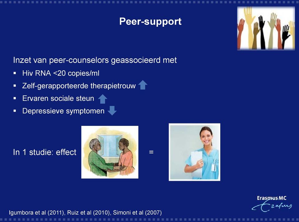 sociale steun Depressieve symptomen In 1 studie: effect =