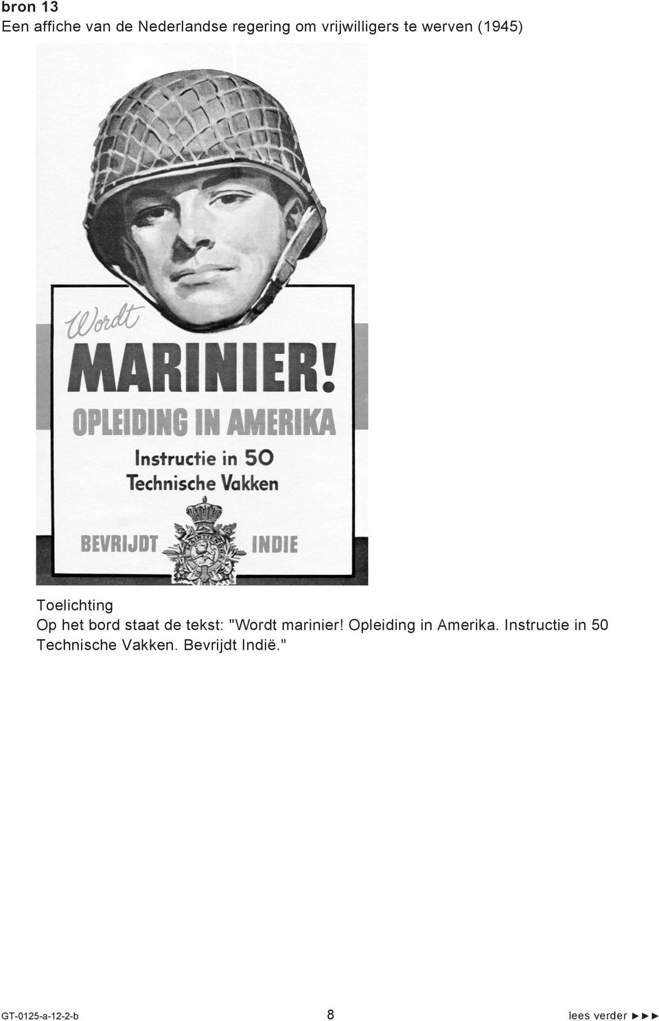 de tekst: "Wordt marinier! Opleiding in Amerika.
