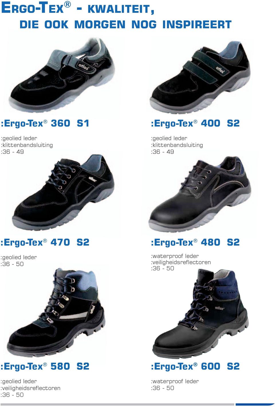 :Ergo-Tex 470 S2 :geolied leder :36-50 :Ergo-Tex 480 S2 :veiligheidsreflectoren
