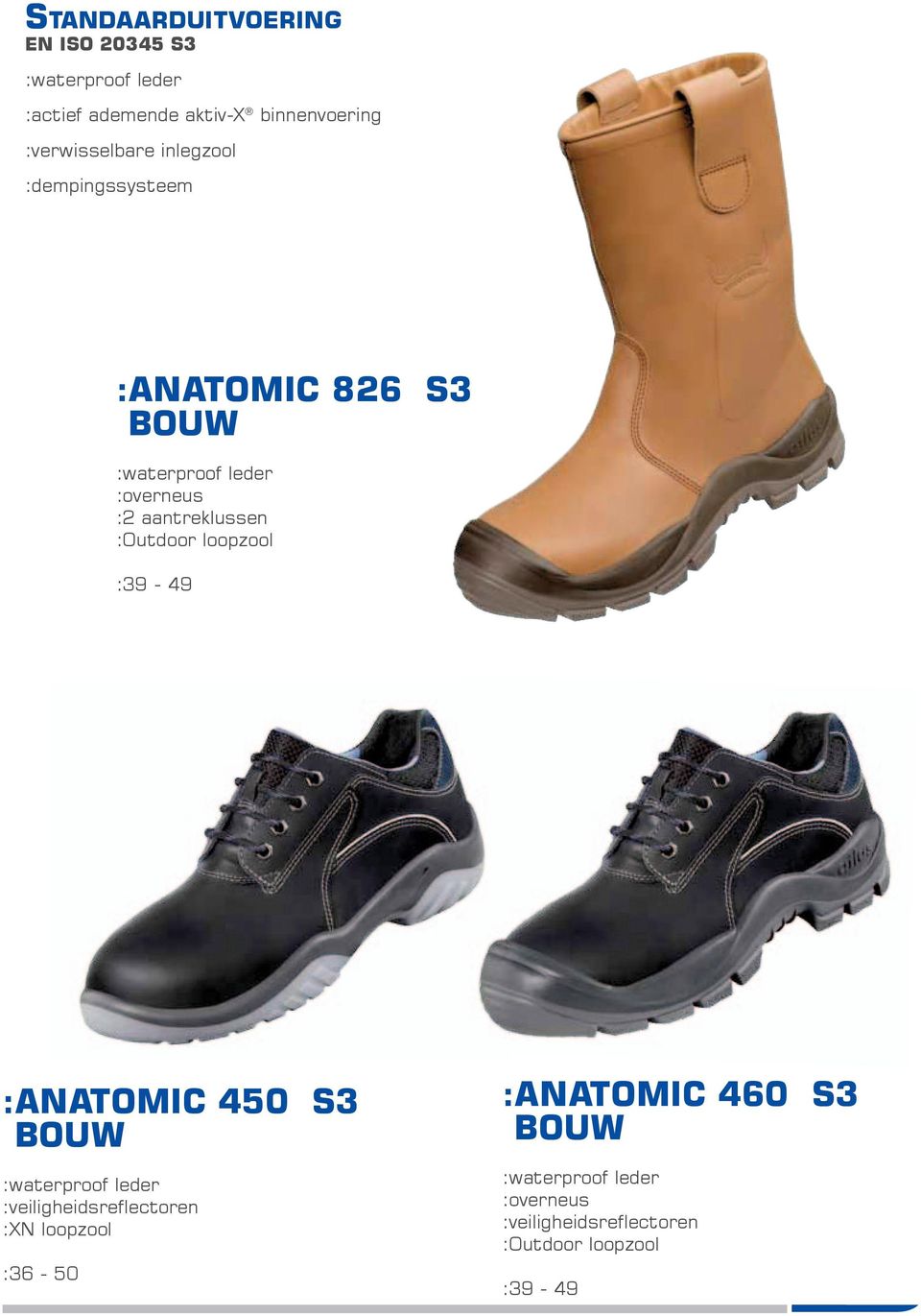 aantreklussen :Outdoor loopzool :39-49 :ANATOMIC 450 S3 BOUW :veiligheidsreflectoren