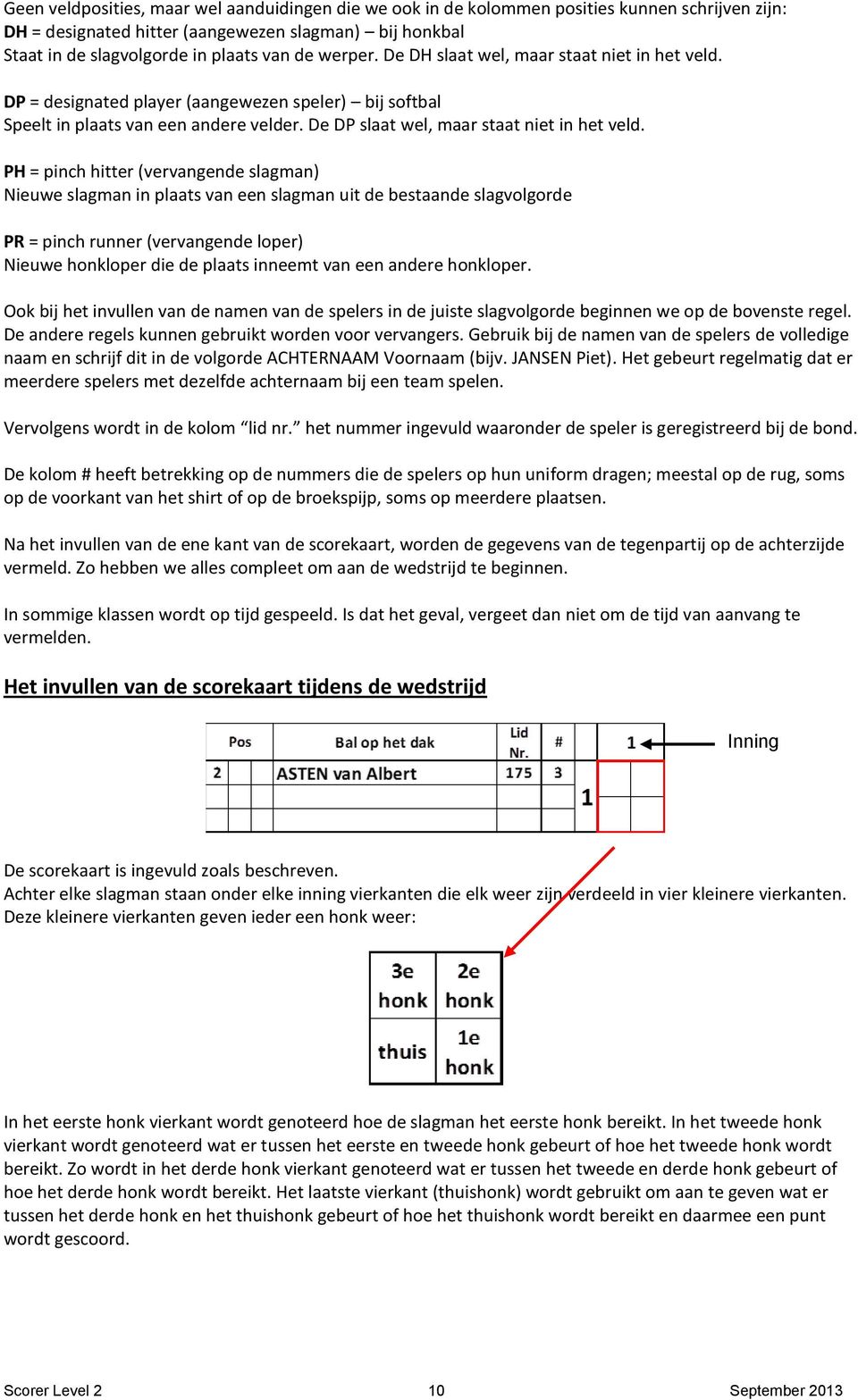 PH = pinch hitter (vervangende slagman) Nieuwe slagman in plaats van een slagman uit de bestaande slagvolgorde PR = pinch runner (vervangende loper) Nieuwe honkloper die de plaats inneemt van een