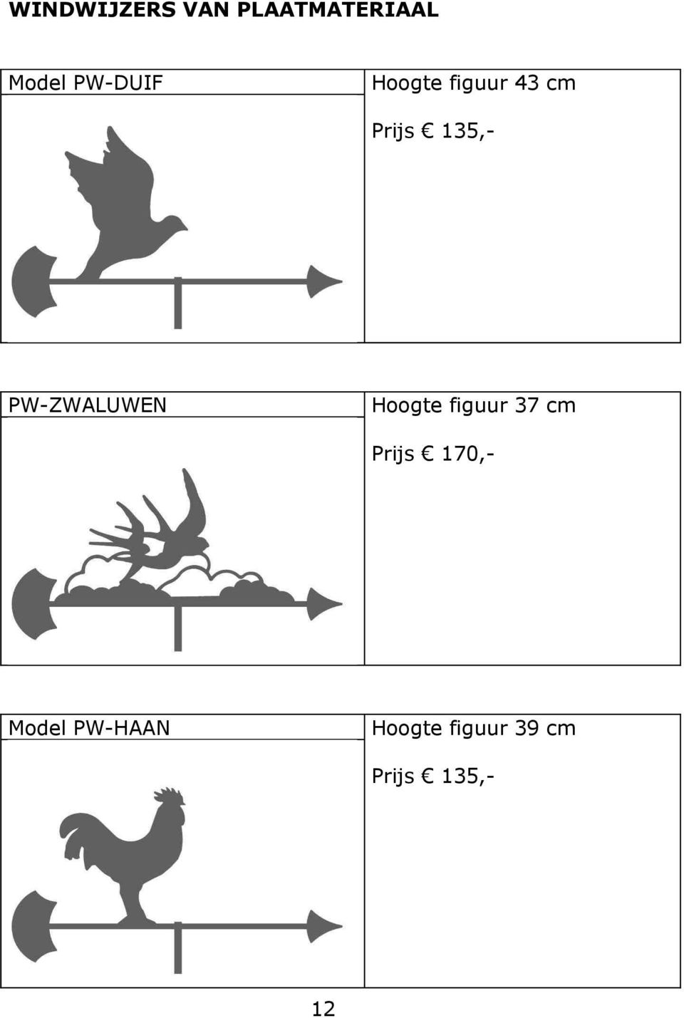 PW-ZWALUWEN Hoogte figuur 37 cm Prijs