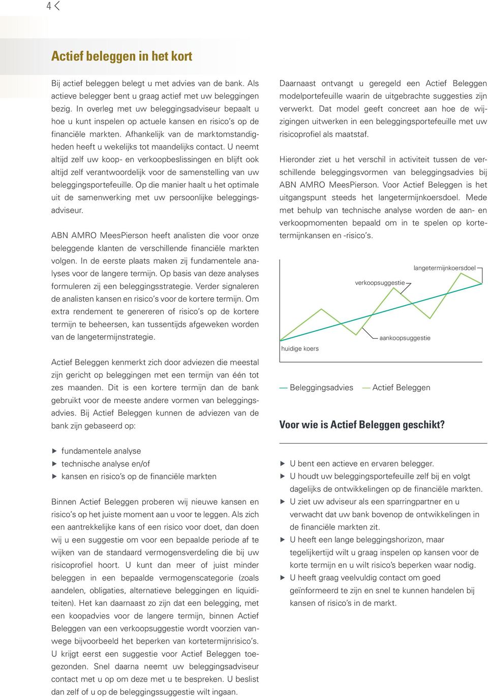 Afhankelijk van de marktomstandigheden heeft u wekelijks tot maandelijks contact.