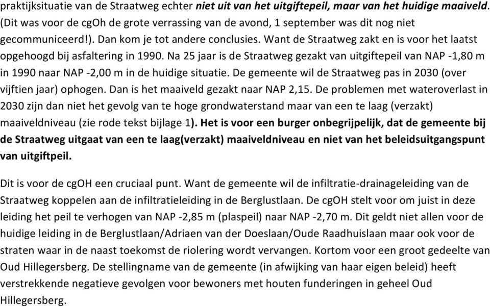 (want(de(straatweg(zakt(en(is(voor(het(laatst( opgehoogd(bij(asfaltering(in(1990.(na(25(jaar(is(de(straatweg(gezakt(van(uitgiftepeil(van(nap(n1,80(m( in(1990(naar(nap(n2,00(m(in(de(huidige(situatie.