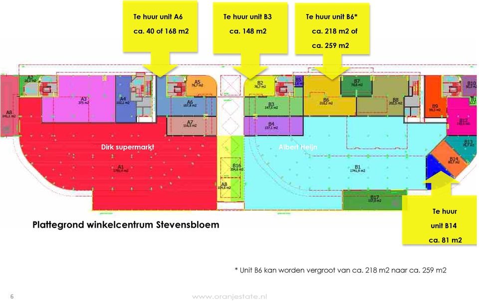 259 m2 Dirk supermarkt Albert Heijn Plattegrond winkelcentrum