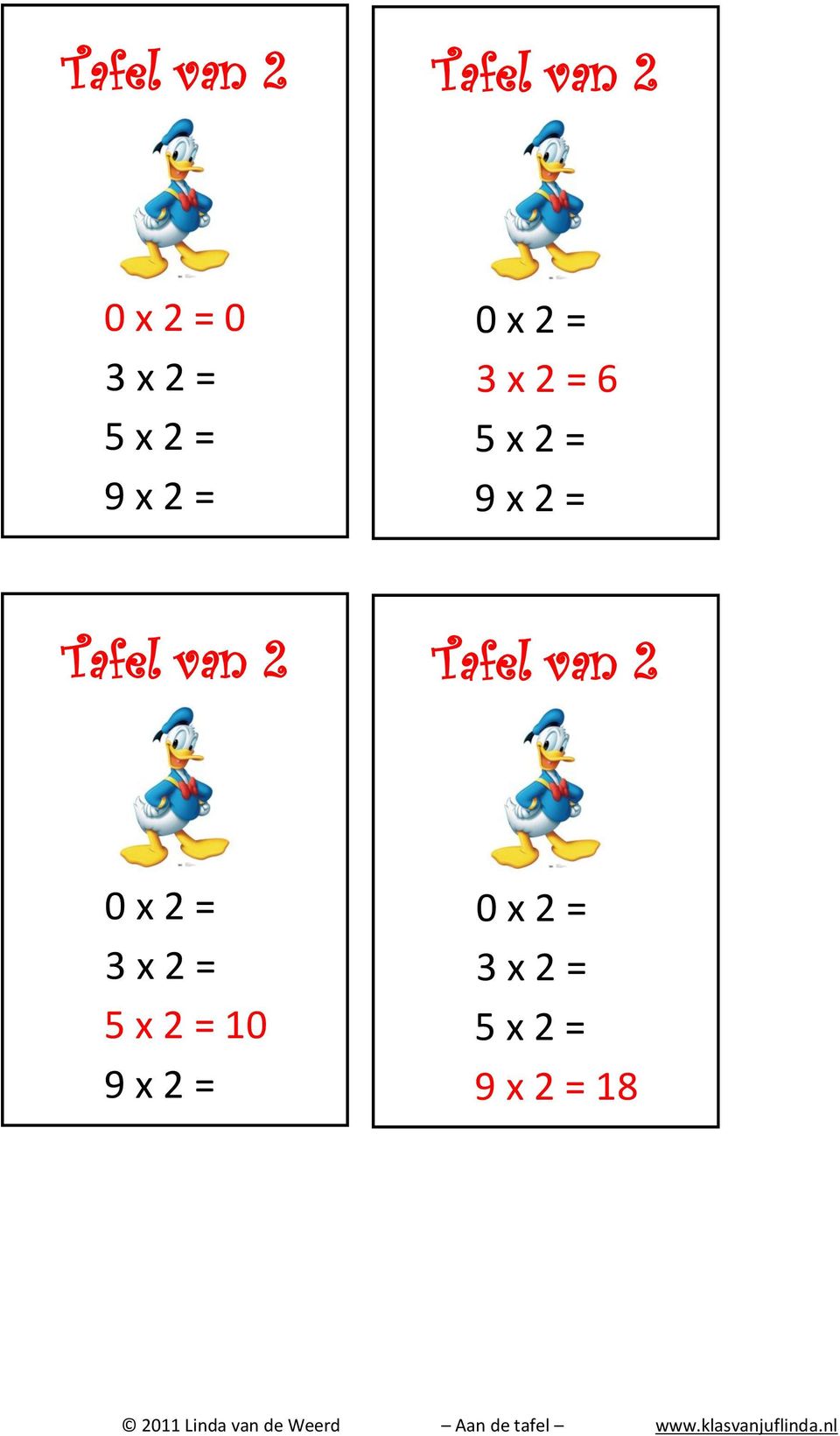 Tafel van 2 Tafel van 2 0 x 2 = 3 x 2 = 5 x 2