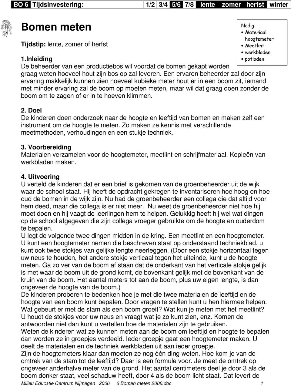 Een ervaren beheerder zal door zijn ervaring makkelijk kunnen zien hoeveel kubieke meter hout er in een boom zit, iemand met minder ervaring zal de boom op moeten meten, maar wil dat graag doen