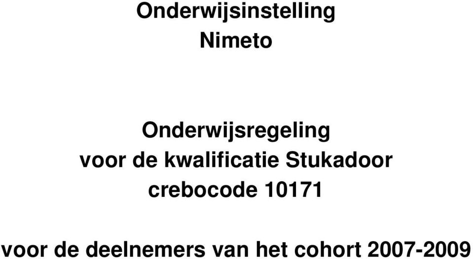 kwalificatie Stukadoor crebocode