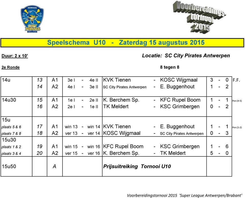 - KFC Rupel Boom 1-1 Pen (4-5) 16 A2 2e I - 1e II TK Meldert - KSC Grimbergen 0-2 15u plaats 5 & 6 17 A1 win 13 - win 14 KVK Tienen - E.