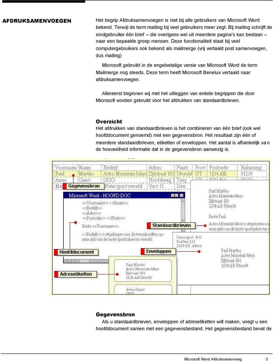 Deze functionaliteit staat bij veel computergebruikers ook bekend als mailmerge (vrij vertaald post samenvoegen, dus mailing) Microsoft gebruikt in de engelsetalige versie van Microsoft Word de term