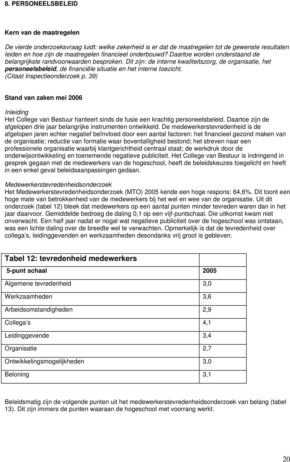 Dit zijn: de interne kwaliteitszorg, de organisatie, het personeelsbeleid, de financiële situatie en het interne toezicht. (Citaat Inspectieonderzoek p.