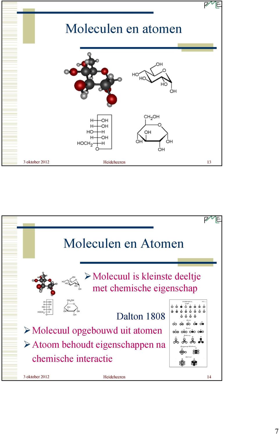 Dalton 1808 Molecuul opgebouwd uit atomen Atoom behoudt