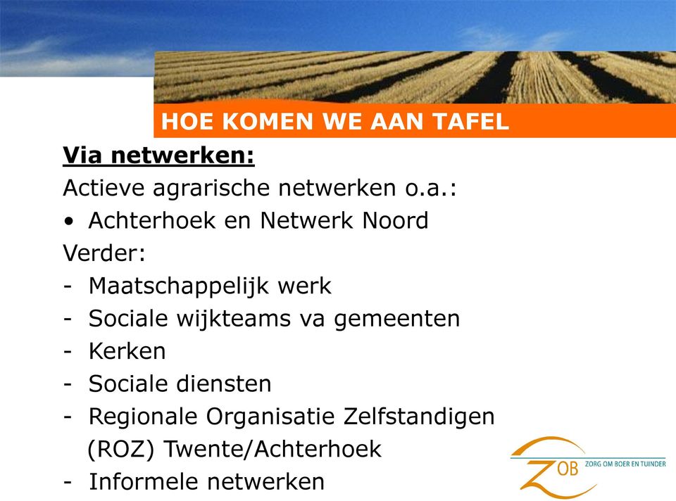 Sociale wijkteams va gemeenten - Kerken - Sociale diensten -