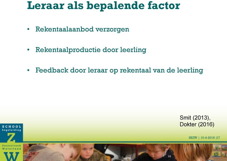 Feedback door leraar op rekentaal van de