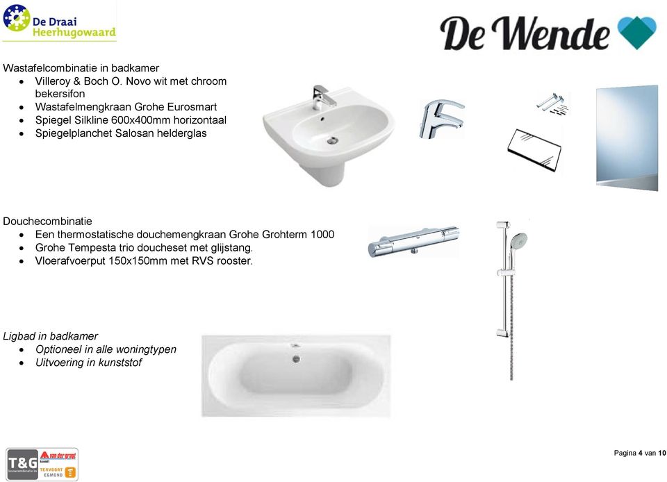 Spiegelplanchet Salosan helderglas Douchecombinatie Een thermostatische douchemengkraan Grohe Grohterm 1000