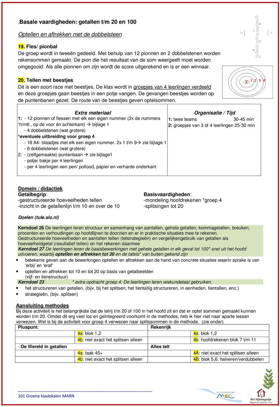 Als alle pionnen om zijn wordt de score uitgerekend en is er een winnaar. 20. Tellen met beestjes Dit is een soort race met beestjes.