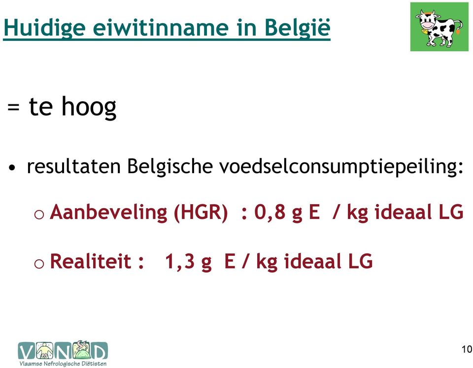 voedselconsumptiepeiling: o Aanbeveling