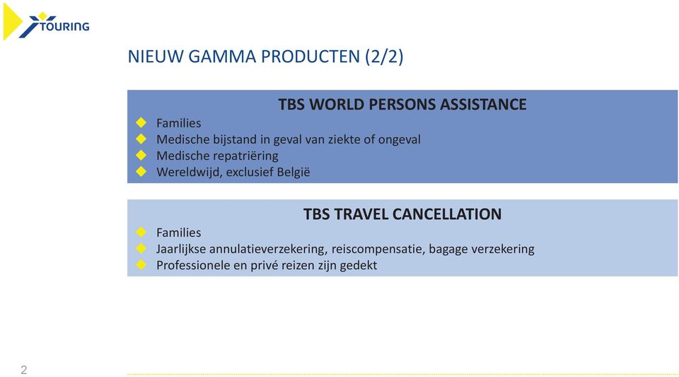 exclusief België TBS TRAVEL CANCELLATION u Families u Jaarlijkse