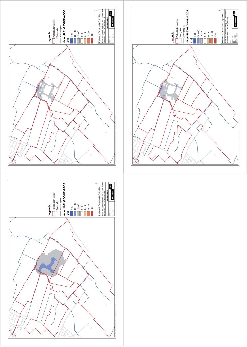 C10 Verandering GHG Peilscenario natuur De Bruuk - AGOR [cm - mv] 0 40 80 120 160 200 240 m gecontroleerd: goedgekeurd: 14-04-2011 A-Waterlopen Verschil GVG OGOR-AGOR [cm] < -30-30 - -15-15 - -5 5-15