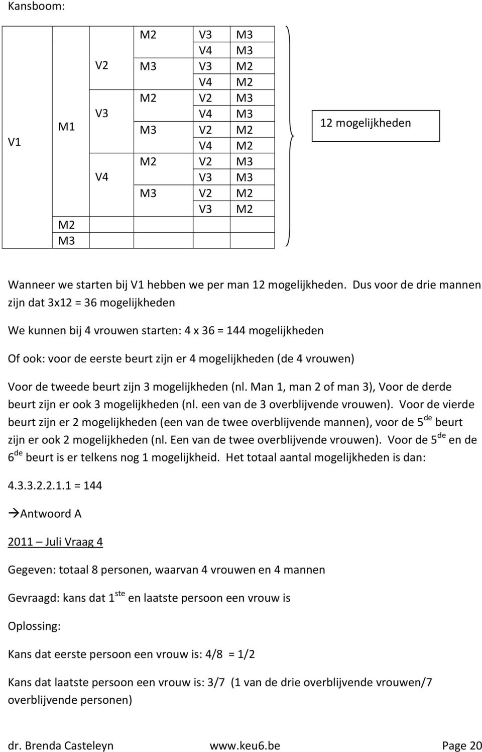 beurt zijn 3 mogelijkheden (nl. Man 1, man 2 of man 3), Voor de derde beurt zijn er ook 3 mogelijkheden (nl. een van de 3 overblijvende vrouwen).