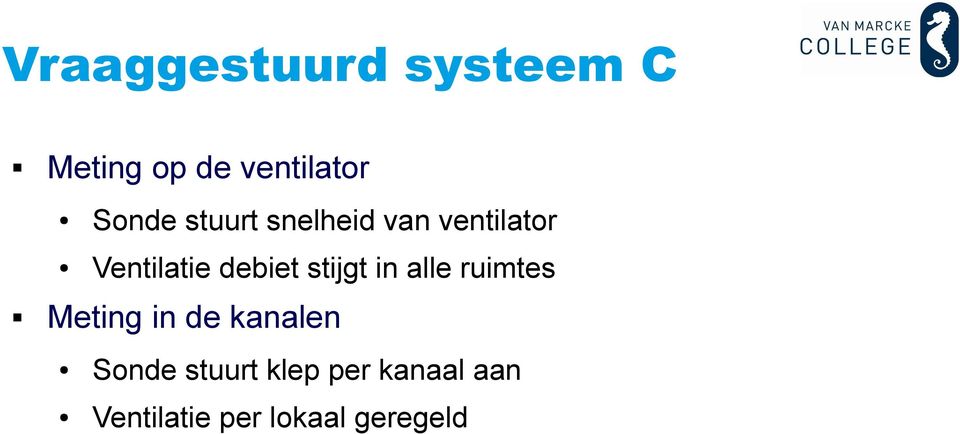 debiet stijgt in alle ruimtes Meting in de kanalen