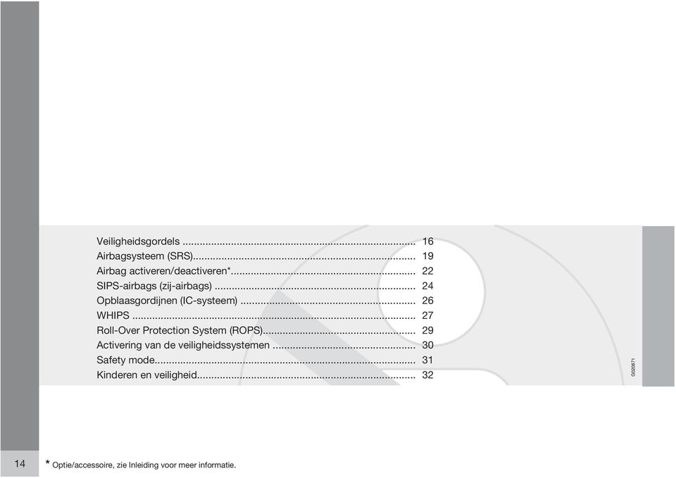 .. 27 Roll-Over Protection System (ROPS)... 29 Activering van de veiligheidssystemen.