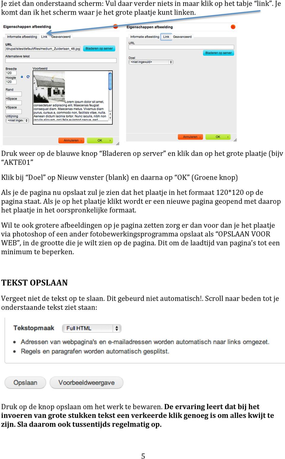 zien dat het plaatje in het formaat 120*120 op de pagina staat. Als je op het plaatje klikt wordt er een nieuwe pagina geopend met daarop het plaatje in het oorspronkelijke formaat.