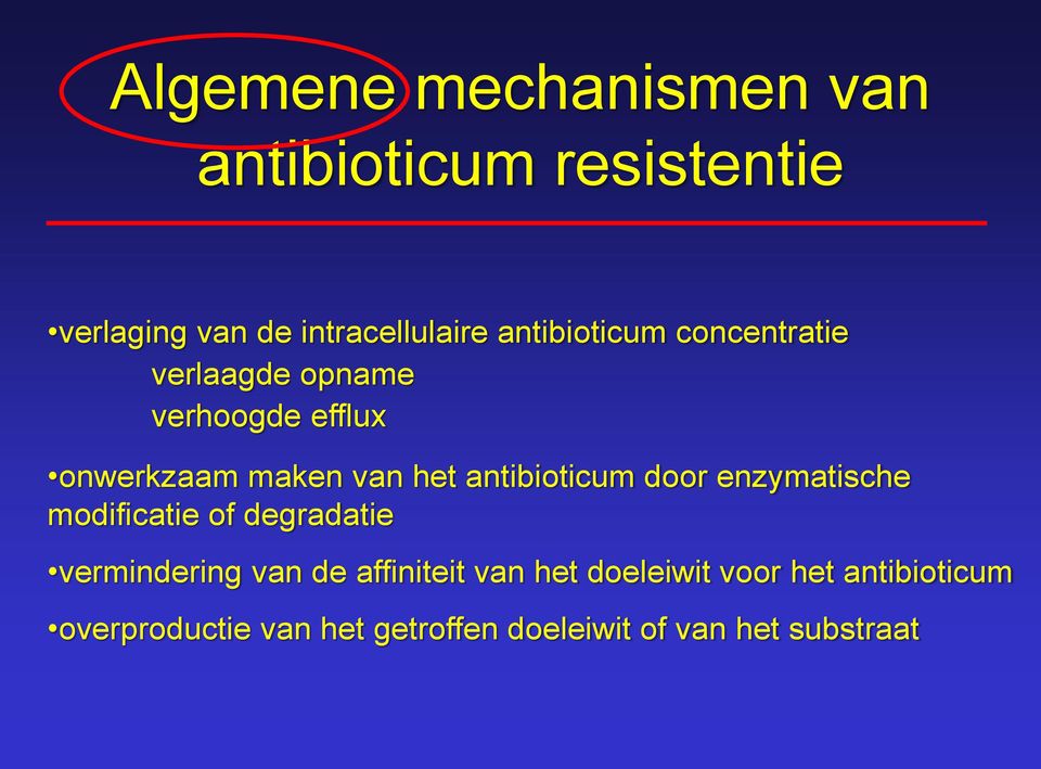 antibioticum door enzymatische modificatie of degradatie vermindering van de affiniteit