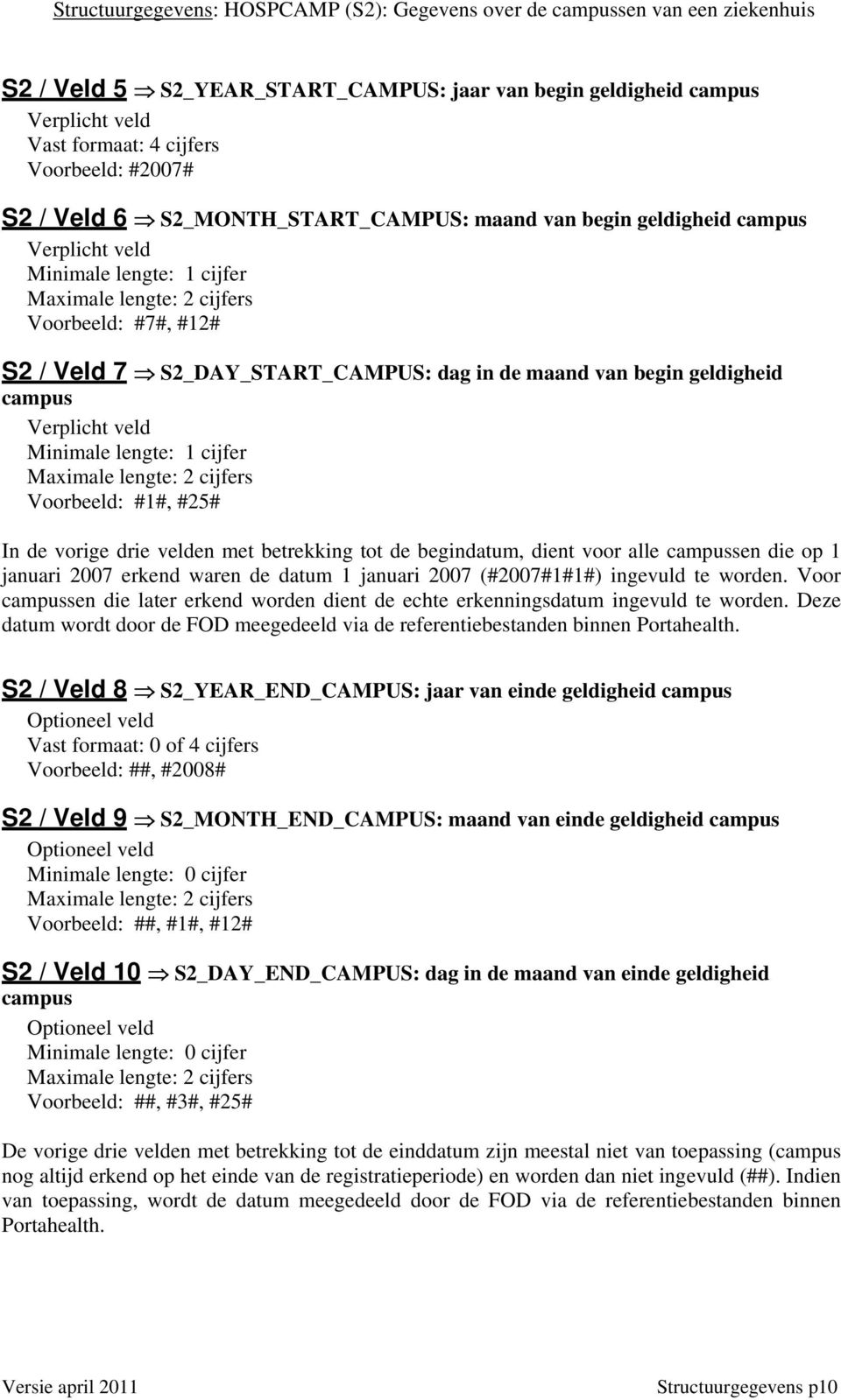 de maand van begin geldigheid campus Verplicht veld Minimale lengte: 1 cijfer Maximale lengte: 2 cijfers Voorbeeld: 1, 25 In de vorige drie velden met betrekking tot de begindatum, dient voor alle