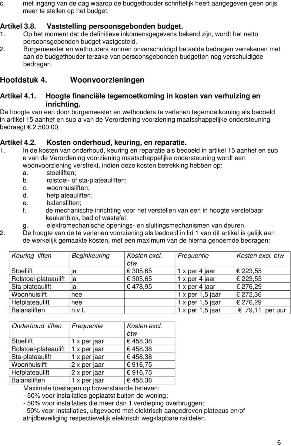 Burgemeester en wethouders kunnen onverschuldigd betaalde bedragen verrekenen met aan de budgethouder terzake van persoonsgebonden budgetten nog verschuldigde bedragen. Hoofdstuk 4.