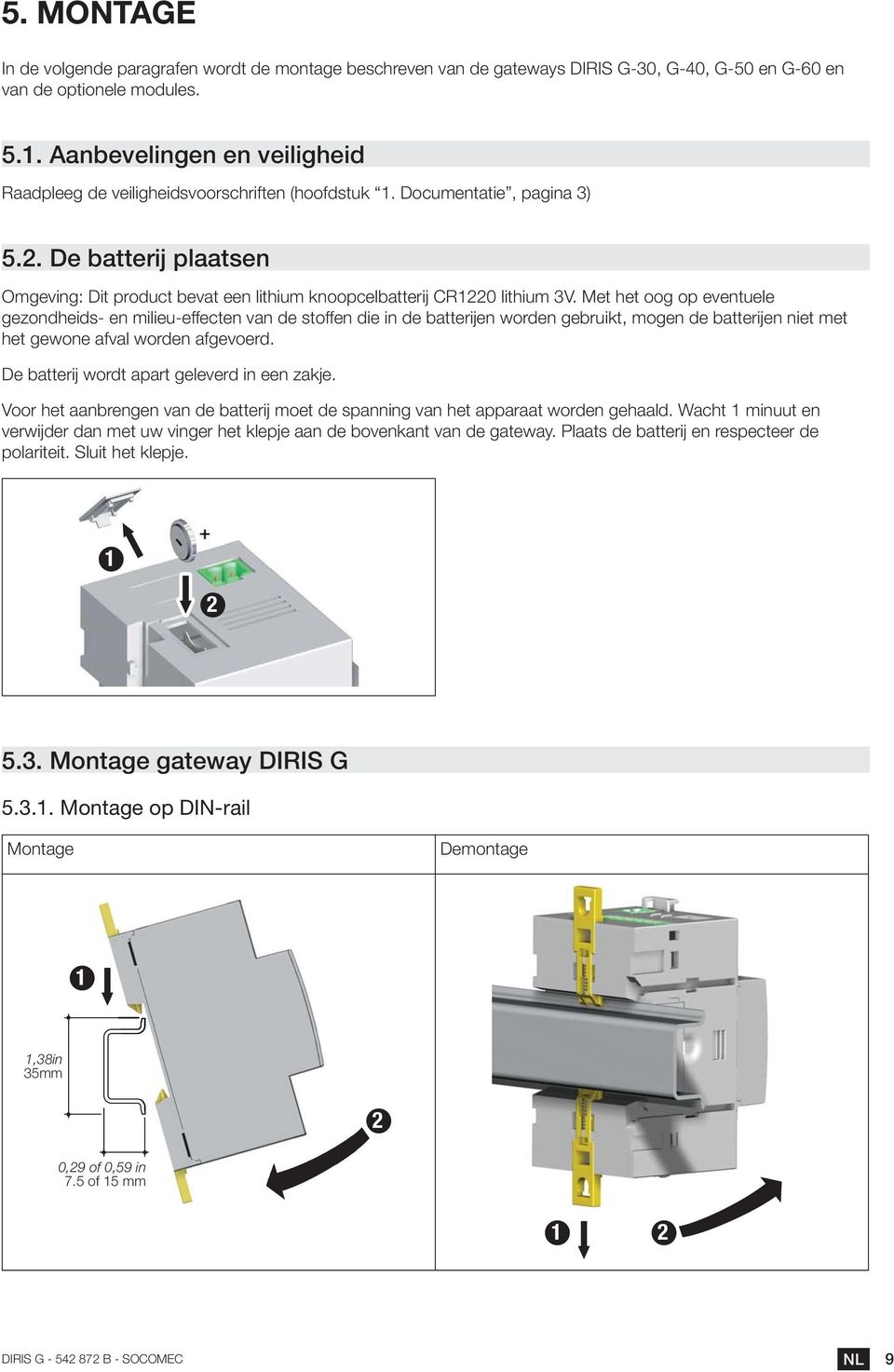 Montage op DIN-rail