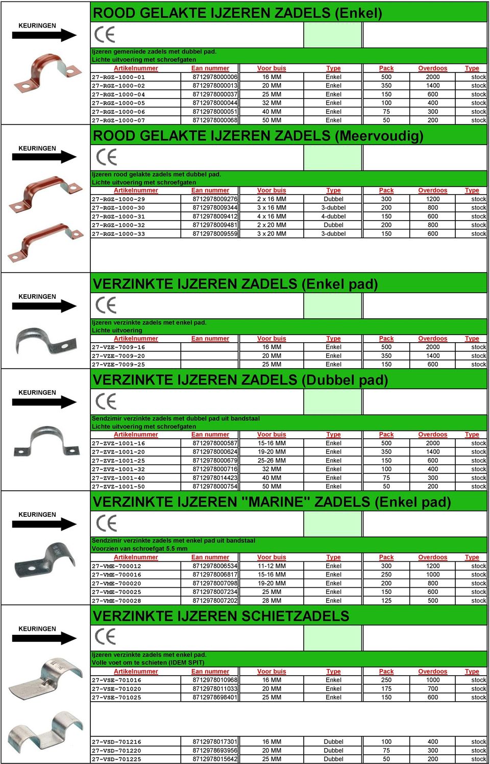 stock 27-RGZ-1000-05 8712978000044 32 MM Enkel 100 400 stock 27-RGZ-1000-06 8712978000051 40 MM Enkel 75 300 stock 27-RGZ-1000-07 8712978000068 50 MM Enkel 50 200 stock ROOD GELAKTE IJZEREN ZADELS