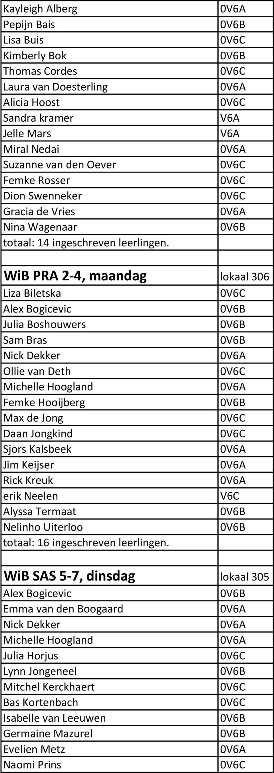 WiB PRA 2-4, maandag lokaal 306 Liza Biletska Sam Bras Nick Dekker Ollie van Deth Michelle Hoogland Max de Jong Daan Jongkind Sjors Kalsbeek Jim