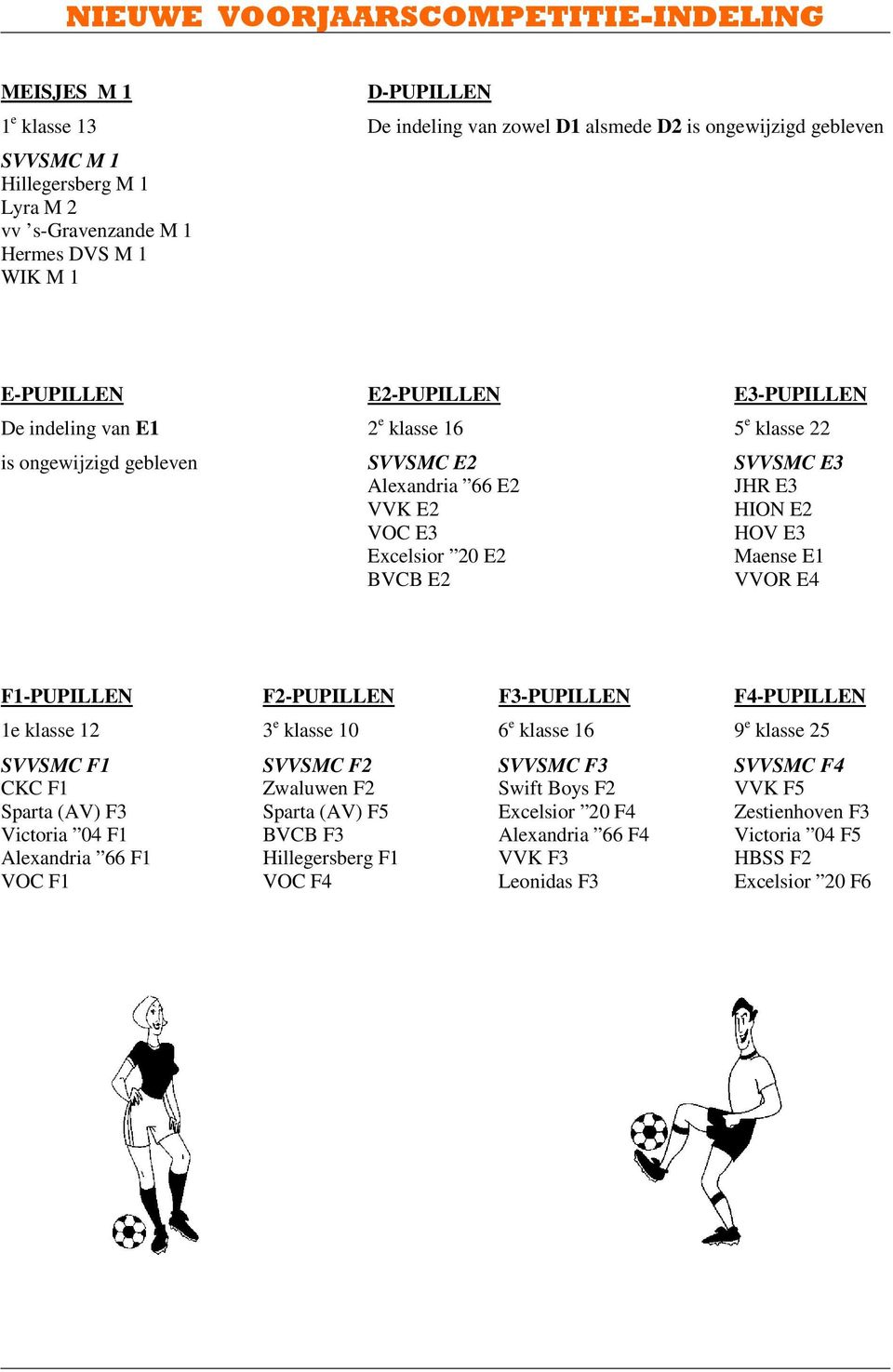 Excelsior 20 E2 Maense E1 BVCB E2 VVOR E4 F1-PUPILLEN F2-PUPILLEN F3-PUPILLEN F4-PUPILLEN 1e klasse 12 3 e klasse 10 6 e klasse 16 9 e klasse 25 SVVSMC F1 SVVSMC F2 SVVSMC F3 SVVSMC F4 CKC F1