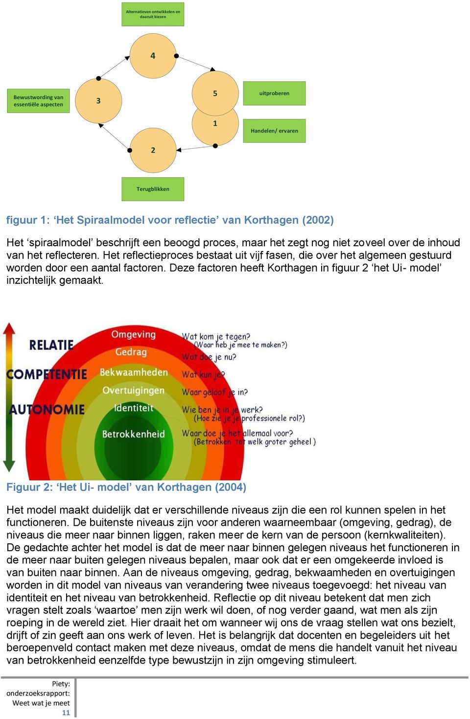 Het reflectieproces bestaat uit vijf fasen, die over het algemeen gestuurd worden door een aantal factoren. Deze factoren heeft Korthagen in figuur 2 het Ui- model inzichtelijk gemaakt.