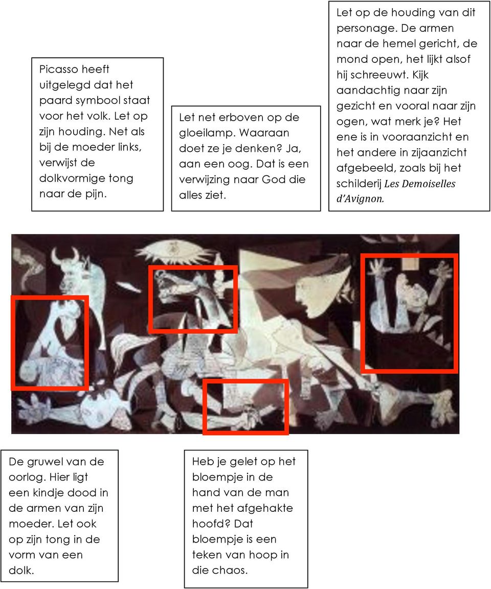 De armen naar de hemel gericht, de mond open, het lijkt alsof hij schreeuwt. Kijk aandachtig naar zijn gezicht en vooral naar zijn ogen, wat merk je?