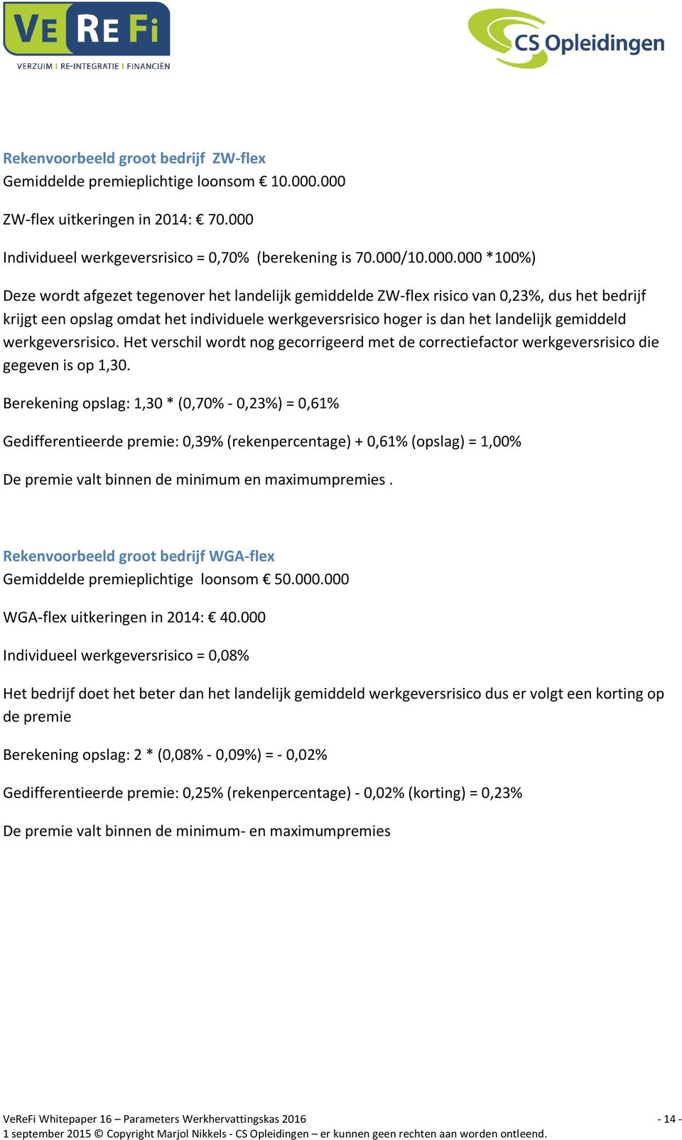 dus het bedrijf krijgt een opslag omdat het individuele werkgeversrisico hoger is dan het landelijk gemiddeld werkgeversrisico.