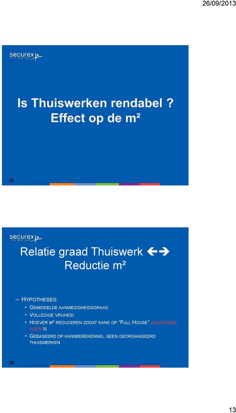 M² REDUCEREN ZODAT KANS OP FULL HOUSE VOLDOENDE KLEIN IS