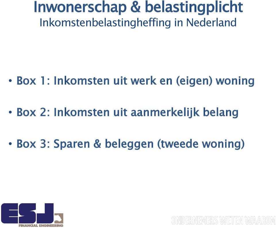 Inkomsten uit werk en (eigen) woning Box 2: