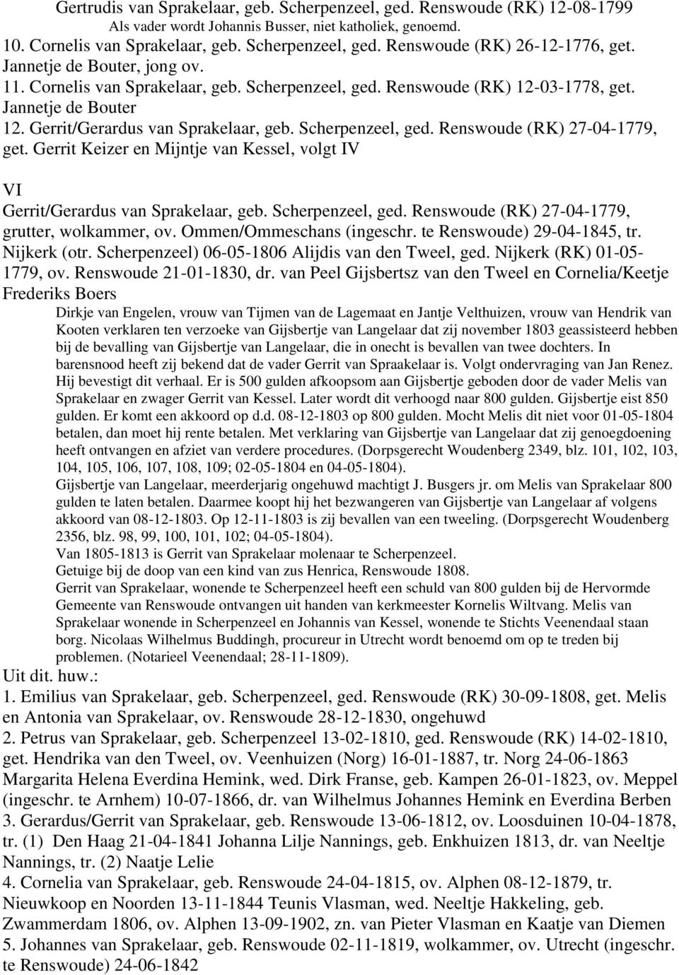 Gerrit Keizer en Mijntje van Kessel, volgt IV VI Gerrit/Gerardus van Sprakelaar, geb. Scherpenzeel, ged. Renswoude (RK) 27-04-1779, grutter, wolkammer, ov. Ommen/Ommeschans (ingeschr.